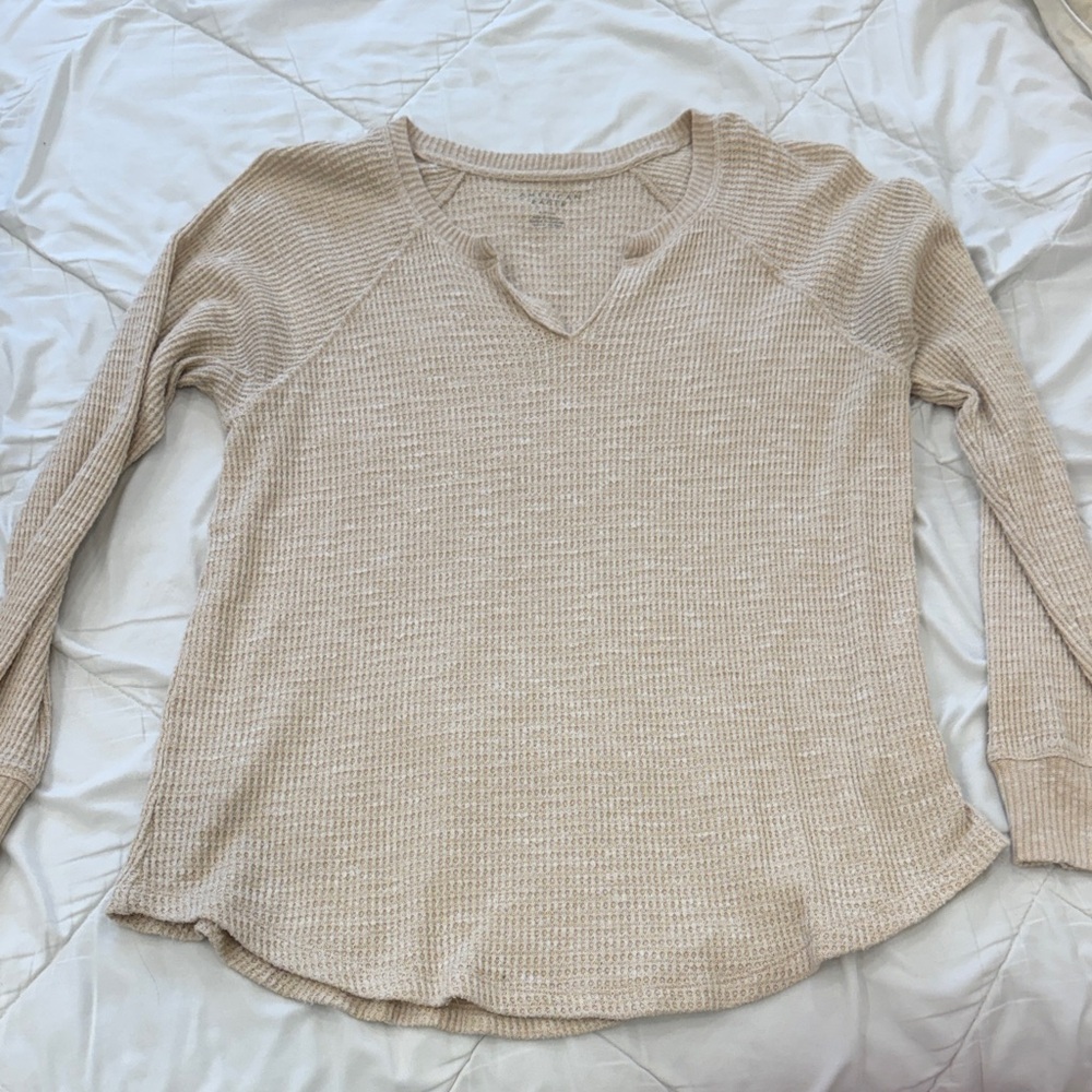 American Eagle Waffle Knit Long Sleeve Top